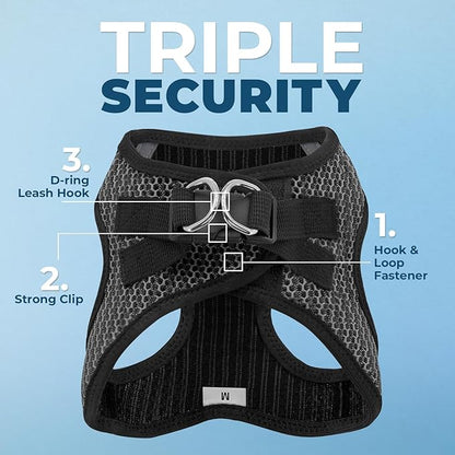 Best Pet Supplies Voyager Step-in Air All Weather Mesh Harness and Reflective Dog 5 ft Leash Combo with Neoprene Handle, for Small, Medium and Large Breed Puppies - Gray (2-Tone), L