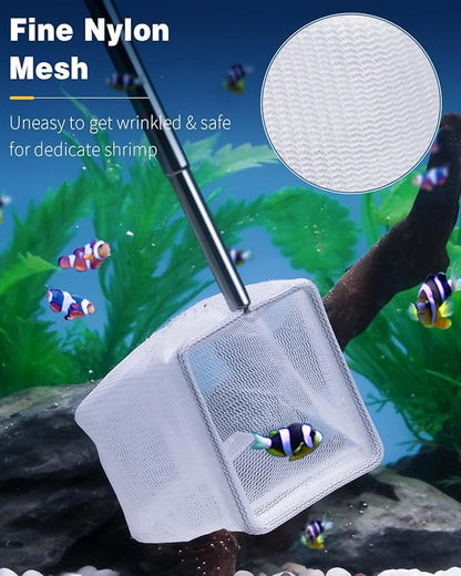 Pawfly Aquarium Shrimp Net, 2 Inch Tiny Fish Tank Net with Extendable Stainless Steel Handle