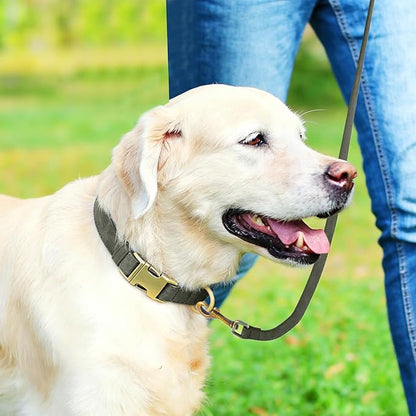 Genuine Leather Dog Collar - Adjustable Pet Collar with Quick Release Metal Buckle, Soft Skin Friendly Real Leather Collar for Small, Medium, Large Dogs (Dark Green, S：Fit 8-16" Neck)
