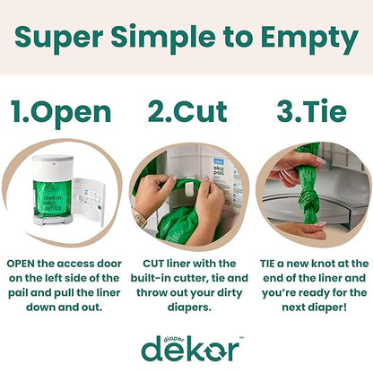 Diaper Dekor CLASSIC Diaper Pail Refills 2 Count Unscented Exclusive End-of-Liner Marking Quick & Easy to Replace Most Economical Refill System for Original and Eko Style Pails