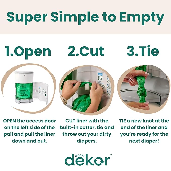 Diaper Dekor CLASSIC Diaper Pail Refills | 4 Count Unscented | Exclusive End-of-Liner Marking | Thick Quick & Easy to Replace | Most Economical Refill System | for Original and Eko Style Pails
