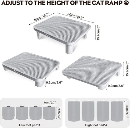Adjustable Cat Step Ramp, Double Layer Litter Box Step with Filter Function, Replaceable Feet, Elevated Litter Box Ramp for Elderly Cats Easy Cleaning Cat Catcher for Floor Indoor (Grey)