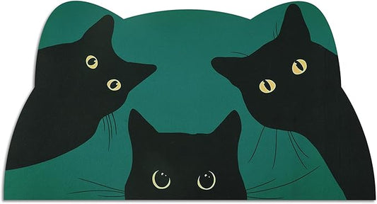 Cat Food Mat - Pet Feeding Mat for Floor, Non-Slip, Waterproof, Super Absorbent, Easy to Clean, Blue, Cat, Dog 18.1''x9.8''