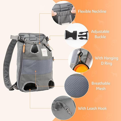 Dog Carrier Backpack, Pet Front Carrier Backpack Legs Out Dog Chest Carrier for Small Medium Dogs, Hands-Free Cat Backpack Carrier Dog Travel Backpack Airline Approved Hiking Bike Motorcycle