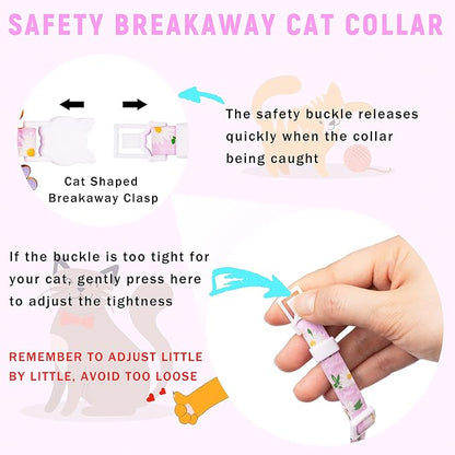 Airtag Cat Collar, JXFUKAL Kitten Collar Breakaway with Silicone Airtag Holder, Bells & Flower Charm for Girl Cats Boy Cats Small Dogs(Purple)