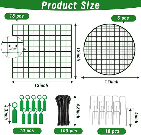 Convivium Plant Protectors from Animals 6 Packs, 13 x 12 in Metal Chicken Wire Cloche Plant Cages for Outdoor Plants, Garden Fencing Animal Barrier with Detachable Dome Lid, Stakes & Zip Ties