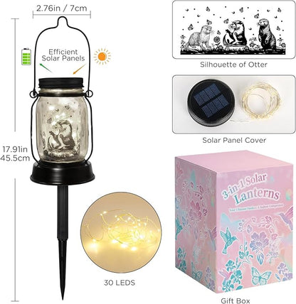 Otter Gifts for Women/Men River Otter Lovers Solar Lantern Mom Birthday, Mothers Day, Christmas Gifts, Animal Solar Garden Decoration Outside for Yard, Patio,Backyard,Porch