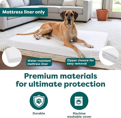Furhaven Dog Bed Liner Water-Resistant Foam Mattress Protector Cover - White, Jumbo Plus