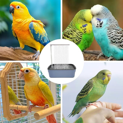 Parrot Bathtub, Automatic Circulating Water Bird Shower Pet Bird Bath for Cockatiel, Power Plug for Small Medium Birds Parakeets Cockatiel African Grey Lovebird (Dark Blue)