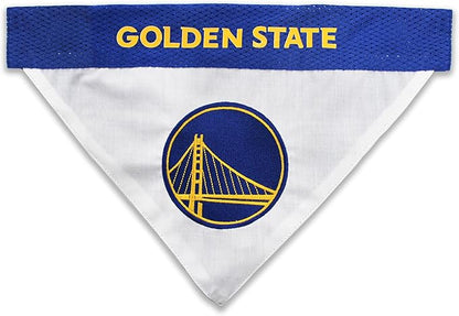 Pets First NBA Golden State Warriors Reversible Bandana Size XX-Large for Dogs & Cats. 2 Sided Sports Bandana, Premium Embroidery Team Logo, Many NBA Teams Available