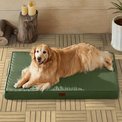 BFPETHOME Outdoor Dog Bed for Large Dogs, Waterproof, Orthopedic with Removable Washable Cover, Egg Crate Foam Mat (36 x 27in, Green)