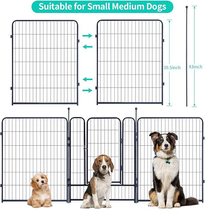 Dog Playpen,Portable Outdoor Dog Fence, Dog Playpen for Large/Medium/Small Dogs, Dog Fences for The Yard,with Doors Foldable Metal (40 inch, 24 Panels)