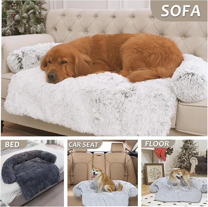 Tinaco Calming Dogs/Cats Bed Mats, Dog Pad Washable Removable Couch Cover, Plush Long Fur Mat for Pets, Waterproof Lining, Perfect for Small, Medium and Large Dogs and Cats (Gradient Brown, 36"x31")