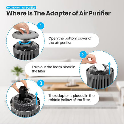 Air Purifiers for Bedroom Home for Smoke Pet Dander Odors, Air Purifier with Sleep Mode Small Air Purifier with Fragrance Sponge for Bedroom Office, Blue Ambient Light, 23dB Quiet, 2 Pack Grey