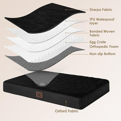 EHEYCIGA Orthopedic Medium Dog Beds for Small Dogs with Removable Washable Cover for Crate, Black, 30x20