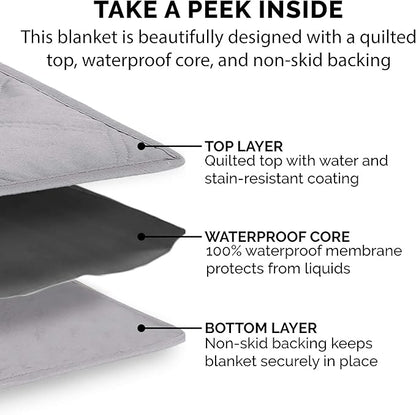 Furhaven Waterproof & Non-Slip Queen Size Mattress Cover Protector for Dogs & Cats, Washable, For Beds, Couches, & Car Seats - Quilted Twill Blanket Mattress Cover - Gray, Large/Queen Size