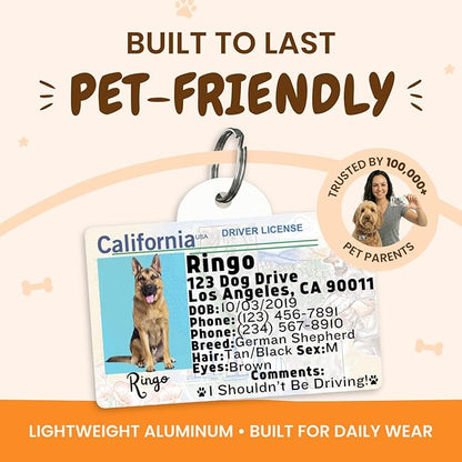 PawFurEver Personalized Dog Driver License ID Tag for Dogs & Cats - Custom Pet License Dog ID Tags Personalized Heavy Duty with Name, Photo & Phone Number, 50 States + DC (Alaska, Wallet Card)