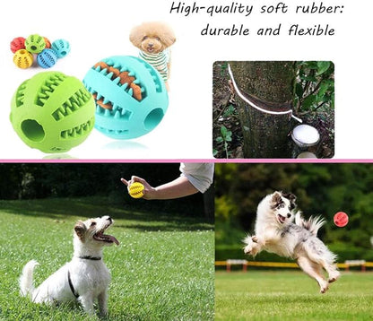 Sunglow 2 Pack Dog Toy Ball，Nontoxic Bite Resistant Teething Toys Balls for Small/Medium/Large Dog and Puppy Cat, Dog Pet Food Treat Feeder Chew Tooth Cleaning Ball Exercise Game IQ Training Ball