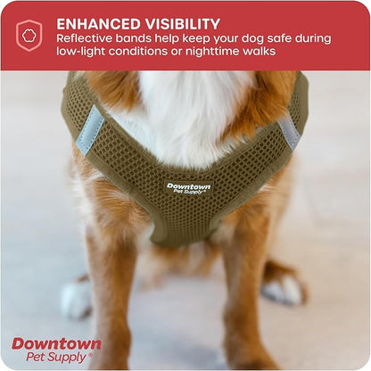Downtown Pet Supply Step-in Dog Harness – No Pull, Adjustable Padded Mesh with Reflective Trim, Secure Buckle Strap – Comfortable & Breathable Small Dog Harness, Small, Hunter Green
