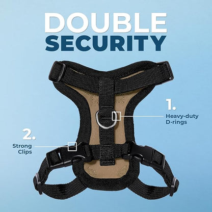 Voyager Escape-Proof Step-in Lock Cat Harness & 5ft Neoprene-Handle Leash Set All-Weather Mesh with Reflective Stitching for Small to Large Cats by Best Pet Supplies, Army/Black Trim, XXXS