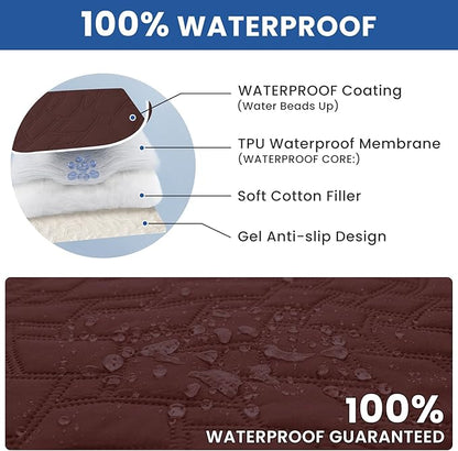 Waterproof Dog Bed Cover Pet Blanket, Soft Couch Cover for Dogs Washable, Non-Slip Dog Blanket Protect Furniture Couch Sofa Car for Puppy Large Dogs Cat (82x102 Inch, Coffee)