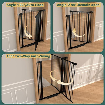 40.55" Tall, 53.74-61.61 Inch Wide, 1.37" Ultra Narrow Spacing Dog Pet Baby Gate Indoor for Doorway Hallway, Pressure Mounted 54 55 56 57 58 59 60 61 Inches Wide Black