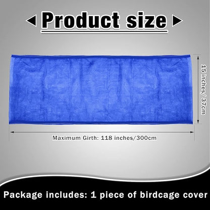 Shappy Large Bird Cage Seed Catcher,Bird Cage Cover Net Skirt Guard,Adjustable Soft Airy Mesh Net for Parrot Parakeet Macaw(118 x 15 Inch/ 300 x 37 cm,Blue)