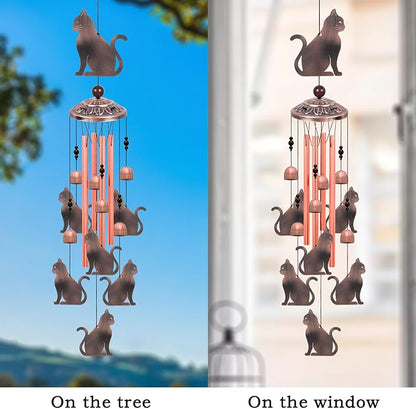 Outdoor Cat Wind Chimes, Gifts for Mom & Grandma & Family, Music Wind Catcher, Mobile Wind Bells, Memorial WindChimes, Blessing Windchime for Garden/Home/Balcony/Lawn/Yard/Indoor/Outside Decoration