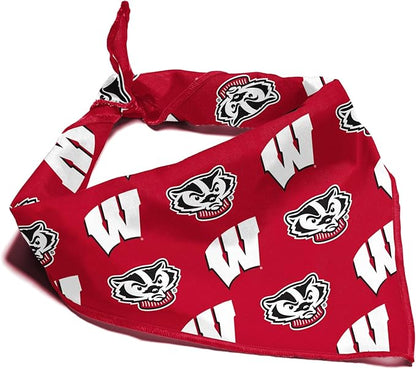 Wisconsin Badgers Officially Licensed Bandana for Dogs and Cats | Fits Pets Great Gift Idea | Easy-to-Tie (Small, 13")