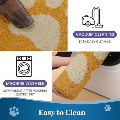 Buganda Dog Door Mat for Muddy Paws, Absorbent Dirt Trapper Washable Indoor Doormats, Non Slip Low-Profile Mud Mat for Dogs, Front Entrance Doormat for Inside Floor (48x30 Inches, Yellow)