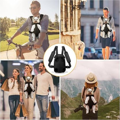YUDODO 2-Pack Pet Dog Carrier Backpack Adjustable Dog Front Carrier, Legs Out Easy-Fit Dog Travel Backpack Carrier for Hiking Camping for Small Medium Dogs Cats and Rabbits (Medium Black+Pink)