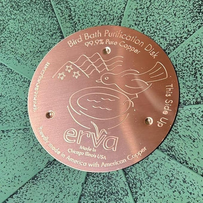 Erva Copper Bird Bath Purification Disk - Made in USA and Maker of The Original - Natural Chemical-Free Bird Bath Purification