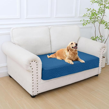 hyha Waterproof Dog Blanket, Soft Pet Bed Blankets, Waterproof Sofa Couch Cover for Dogs Washable, Reversible Pet Couch Covers for Sofa Furniture (30x53 Inch, Navy Blue/Blue)