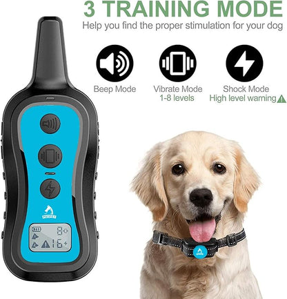 PATPET Dog Training Collar Dog Shock Collar with Remote - 3 Training Modes, Beep, Vibration and Shock, Up to 1000 ft Remote Range, Rainproof for Small Medium Large Dogs