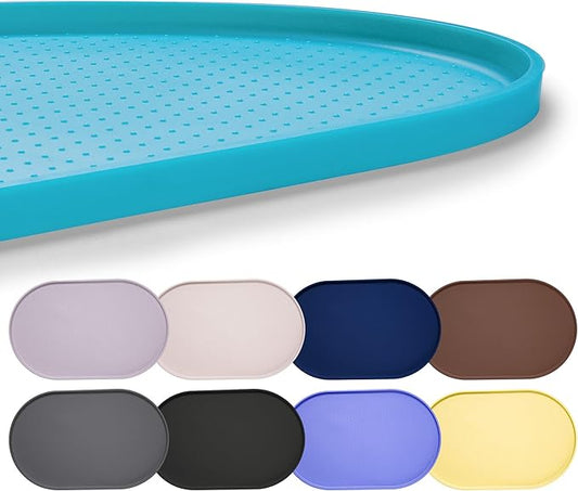 Hubulk 100% Waterproof Silicone Pet Feeding Mat with Raised Edge for Food and Water, Dog Bowl Mats, Cat Bowls Placemat with High Lip Protects Floor for Cats and Dogs (Teal, 24" L x 16" W)