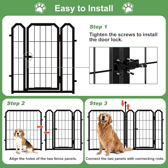 Dog Playpen for Indoor & Outdoor, 24 inch 6 Panels Metal Puppy Playpen for Puppies/Small Dogs, Portable Pet Fence for Yard, Camping, Travelling, Black
