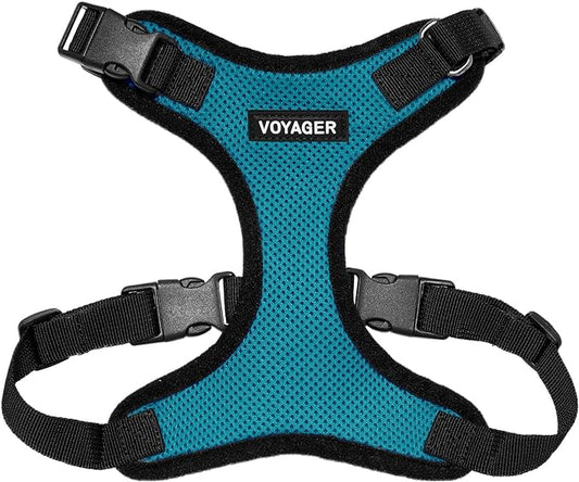 Voyager Step-in Pet Harness - All Weather Mesh, Adjustable Step in Harness for Cats and Dogs by Best Pet Supplies - Turquoise/Black Trim, M