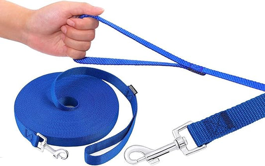 AMAGOOD Dog Leashes Heavy Duty 15ft 20ft 30ft 50ft 100ft Long Leashes-for Training,Tie Out(100Feet x 3/4Inch,Blue)