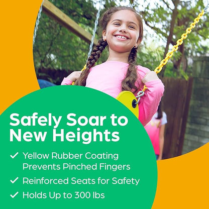 Jungle Gym Kingdom Swing for Outdoor Swing Set - Pack of 1 Swing Seat Replacement Kit with Heavy Duty Chains - Backyard Swingset Playground Accessories for Kids (Yellow)