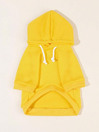 QWINEE Basic Dog Hoodie Sweatshirt Puppy Sweater Warm Cat Costumes Pet Clothes for Chihuahua Puppy Kitten Small Medium Dogs Yellow Small