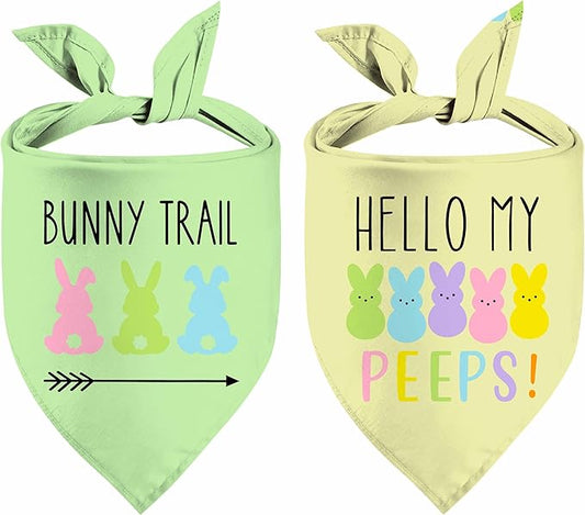 Easter Dog Bandana, 2 Pack Adjustable Holiday Party Pets Easter Egg Rabbit Bandana Triangle Bibs Cat Scarf Set