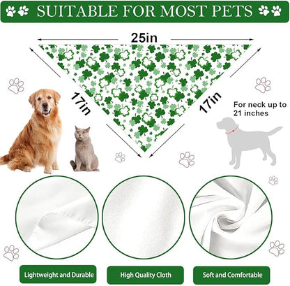 St. Patrick's Day Dog Bandana, 2 Pack Adjustable Holiday Party Pets Saint Patrick Day Bandana Triangle Bibs Lucky Cat Scarf Set