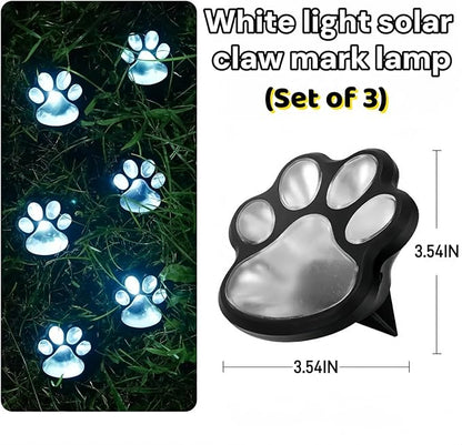 3pcs-Solar Paw Print Lights, Wireless of Cat Dog Animal Solar Lights Outdoor Garden Decor, IP55 Waterproof LED Yard Path Light, New Home Birthday Easter Gift for Pet Lovers (White Light)