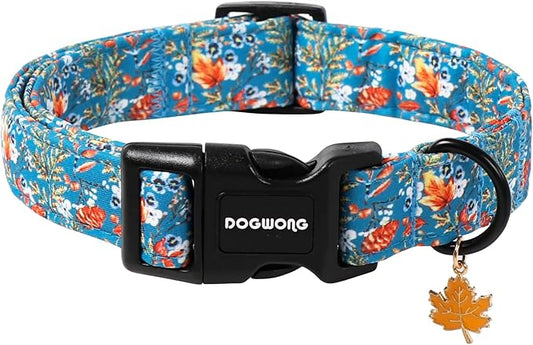DOGWONG Fall Maple Dog Collar- Cute Classic Fall Autumn Flower Dog Collars Adjustable Fall Dog Collar for Small Medium Large Dogs S