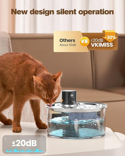 Wireless Cat Water Fountain Cordless: Battery Operated Cat Fountain - 108oz/3.2L Automatic Pet Water Dispenser Rechargeable Drinking Fountains for Cats Indoor with Motion Sensor Multiple Cats and Dogs