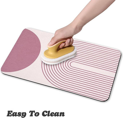 Dog Food Mats for Floors Waterproof, Cat Water Bowl Mats Pet Feeding Absorbent Mat Placemats for Food and Water Pink Bohemia 12 * 20 inch