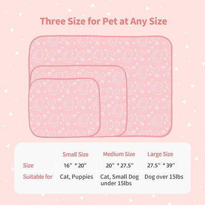 NWK Pet Cooling Mat - Ice Silk Cooling Mat for Dogs & Cats Portable & Washable Pet Cooling Blanket, Car Seats, Beds for Summer (1, Pink Cat, 20'' X 27'' X 0.3'')