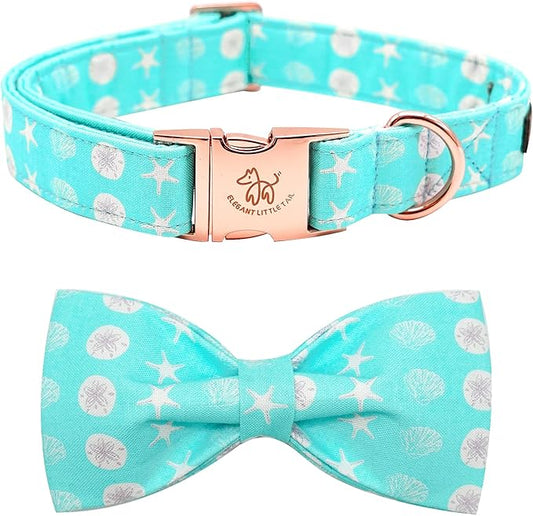 Elegant Little Tail Summer Dog Collar with Bow, Cute Bowtie for X-Small Puppy and Cat