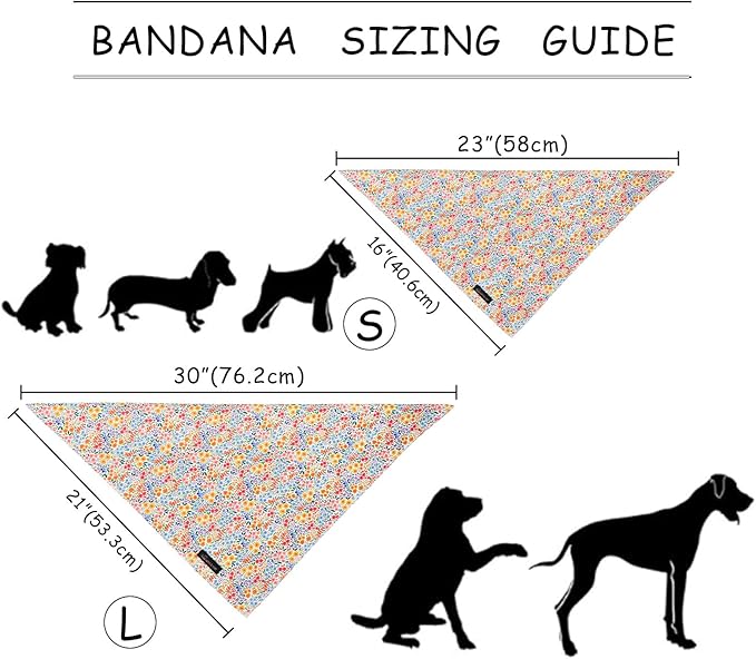 ARING PET Girl Dog Bandana, Spring Summer Daisy Floral Pet Bandana Scarf Triangle Bibs for Puppy Small Medium Large Dogs-S