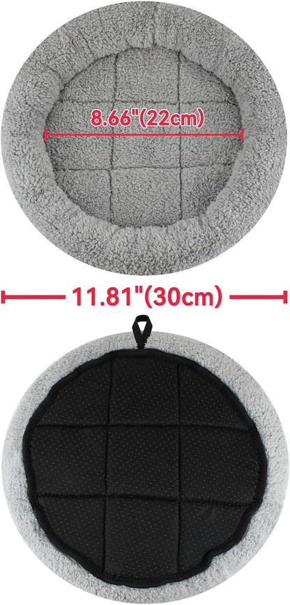 Enjoying Small Cat Bed Mat, 11.81" Round, Self Warming Cat Mat with Pillow Around, Dog Kitty Curling Sleep Cushion, Soft Kitten Pad for Carrier/Crate, Rabbit Warm Bed, Antiskid Bottom, Small